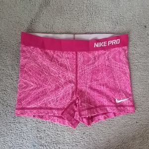 Nike Pro Dri-Fit Shorts-Pink/White-size M
